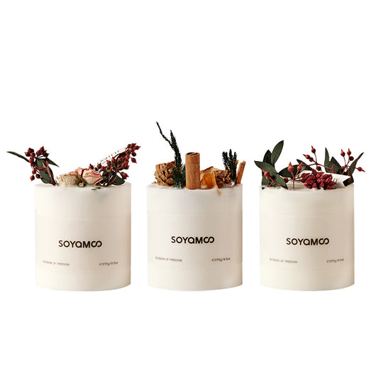 Cross-border high-end long-lasting fragrance floral scented candles, home bedroom aromatherapy, dried flower candles as a gift